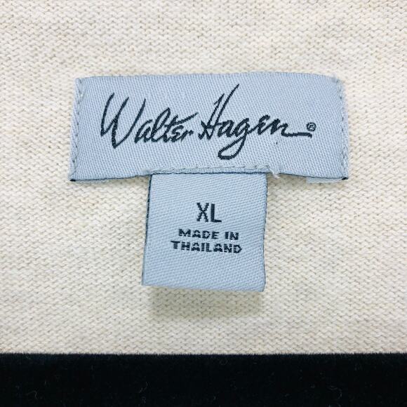 Walter Hagen Men's Cotton V Neck Geometric Sweater XL Tan Orange Gray Nice - Picture 3 of 10